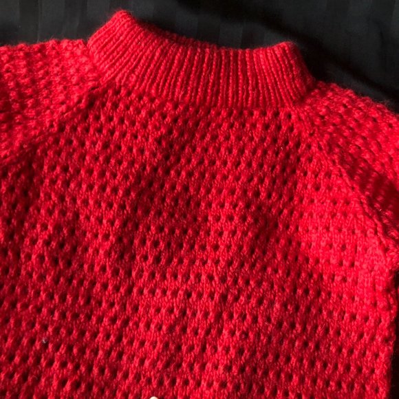 Jagman Vintage Hand Knit Chunky, Gorgeous Apple Red Sweater, Pure Virgin Wool - Picture 4 of 12